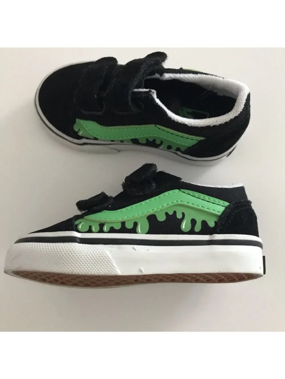 Vans Shoes Slime Old Skool Toddler Boy 5 Glows Black Green Skater Sneaker Suede